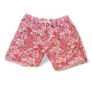 Fair Harbor Red Floral Swim Trunks